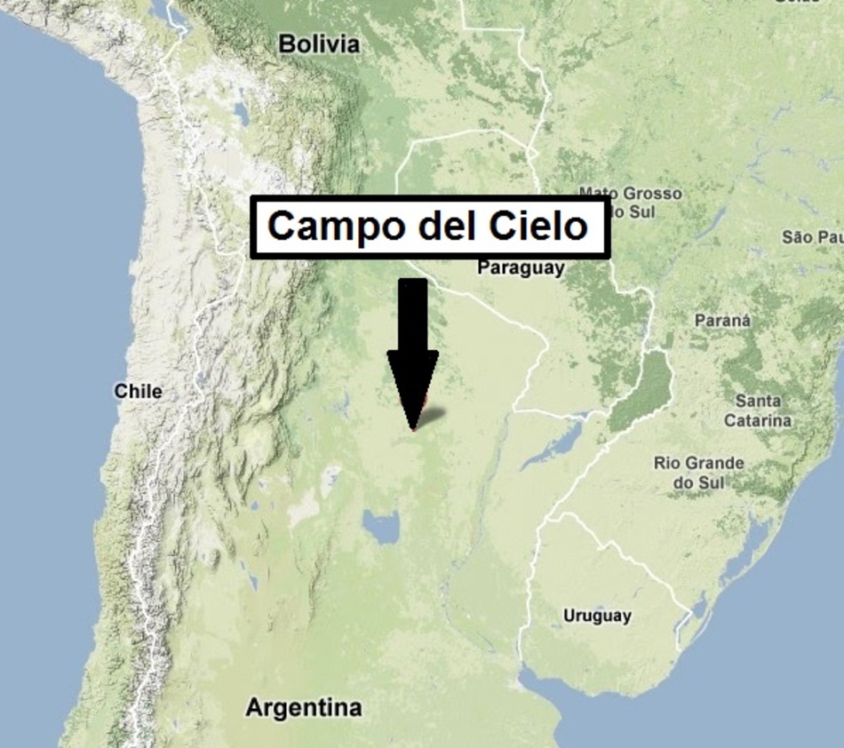 Map Campo del Cielo meteorite