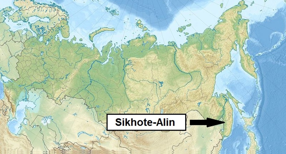 Map Sikhote-Alin meteorite