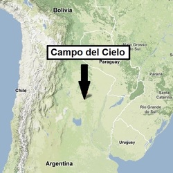 Map Campo del Cielo meteorite