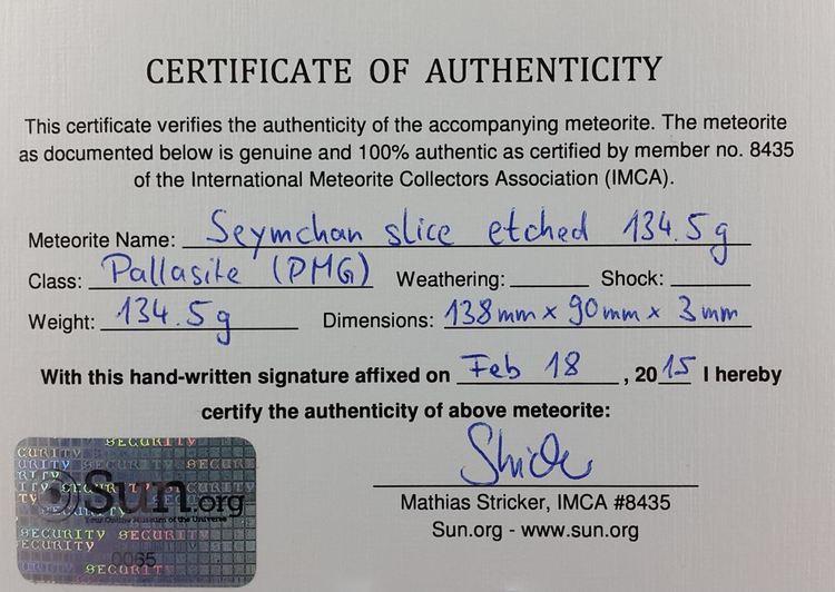 Seymchan slice - etched - 134.5 g